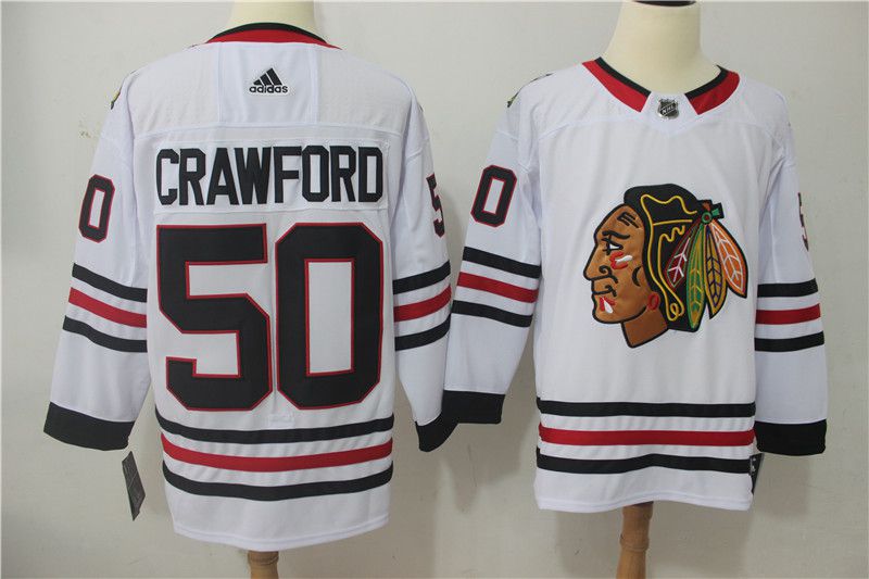 Men Chicago Blackhawks #50 Crawford white Hockey Stitched Adidas NHL Jerseys->chicago blackhawks->NHL Jersey